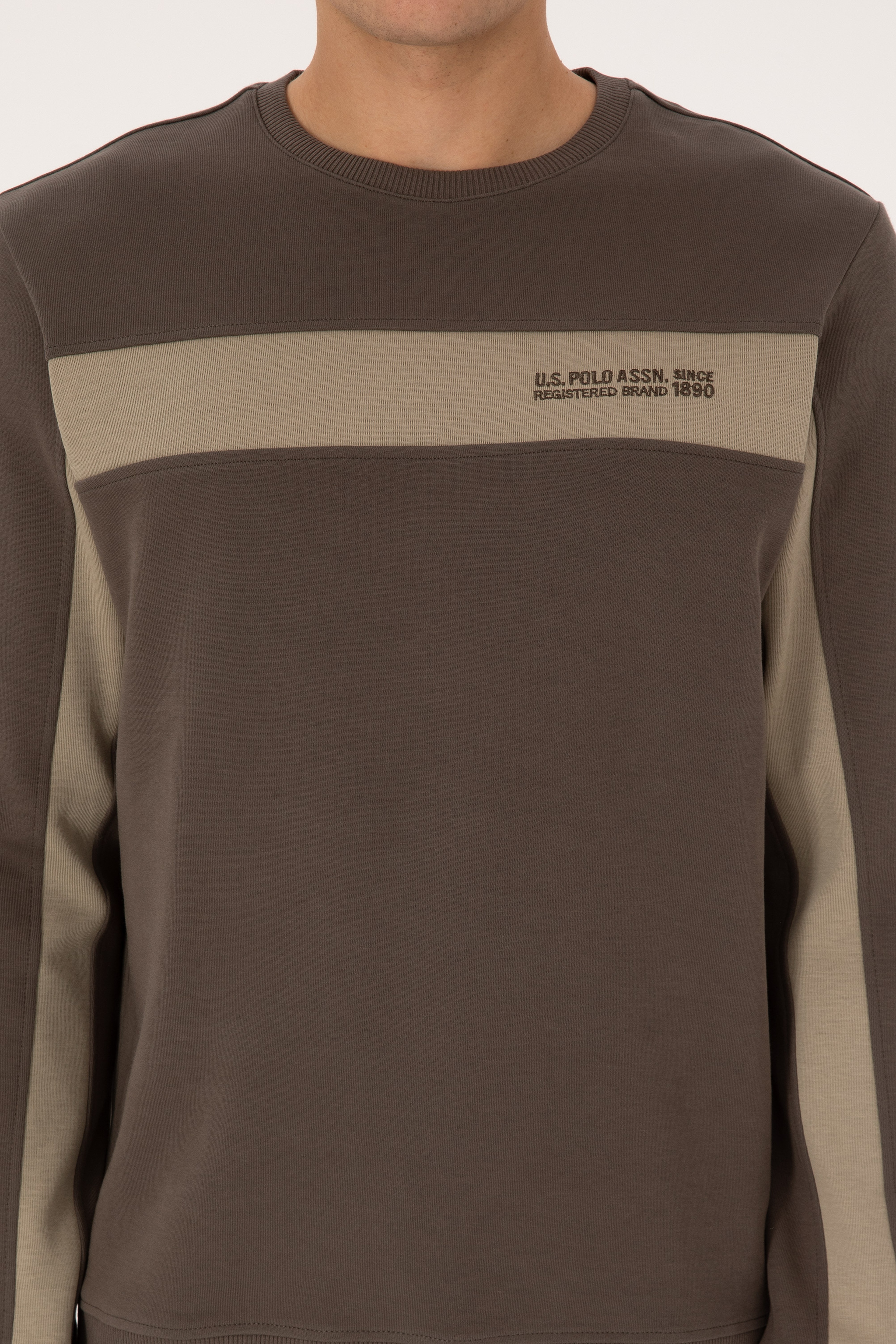 Erkek Regular Fit Bisiklet Yaka Vizon Sweatshirt