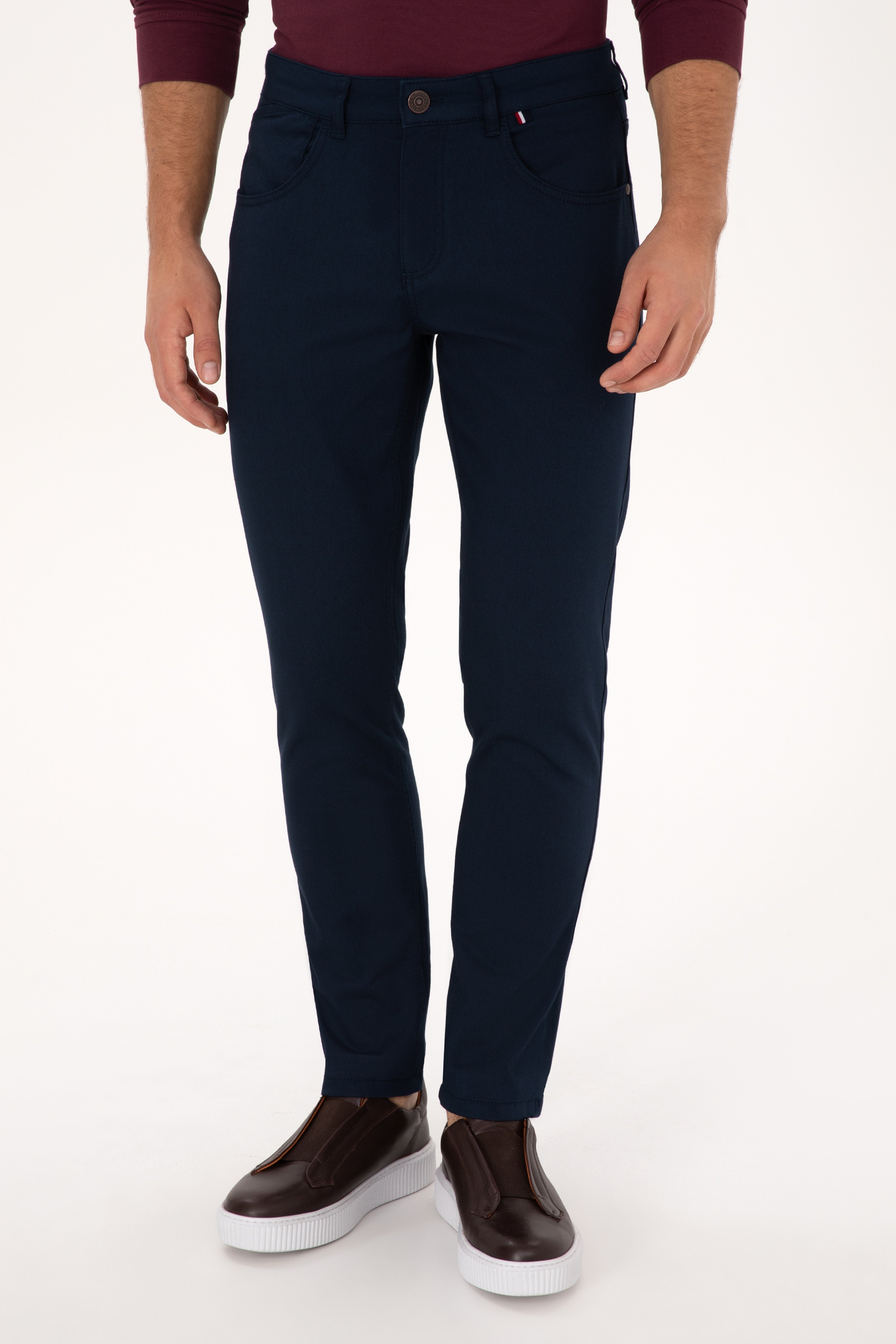 Erkek Slim Fit Lacivert Kanvas Pantolon