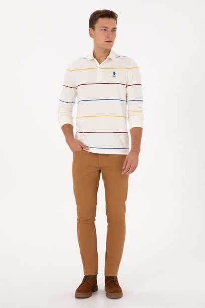 Erkek Slim Fit Camel Kanvas Pantolon