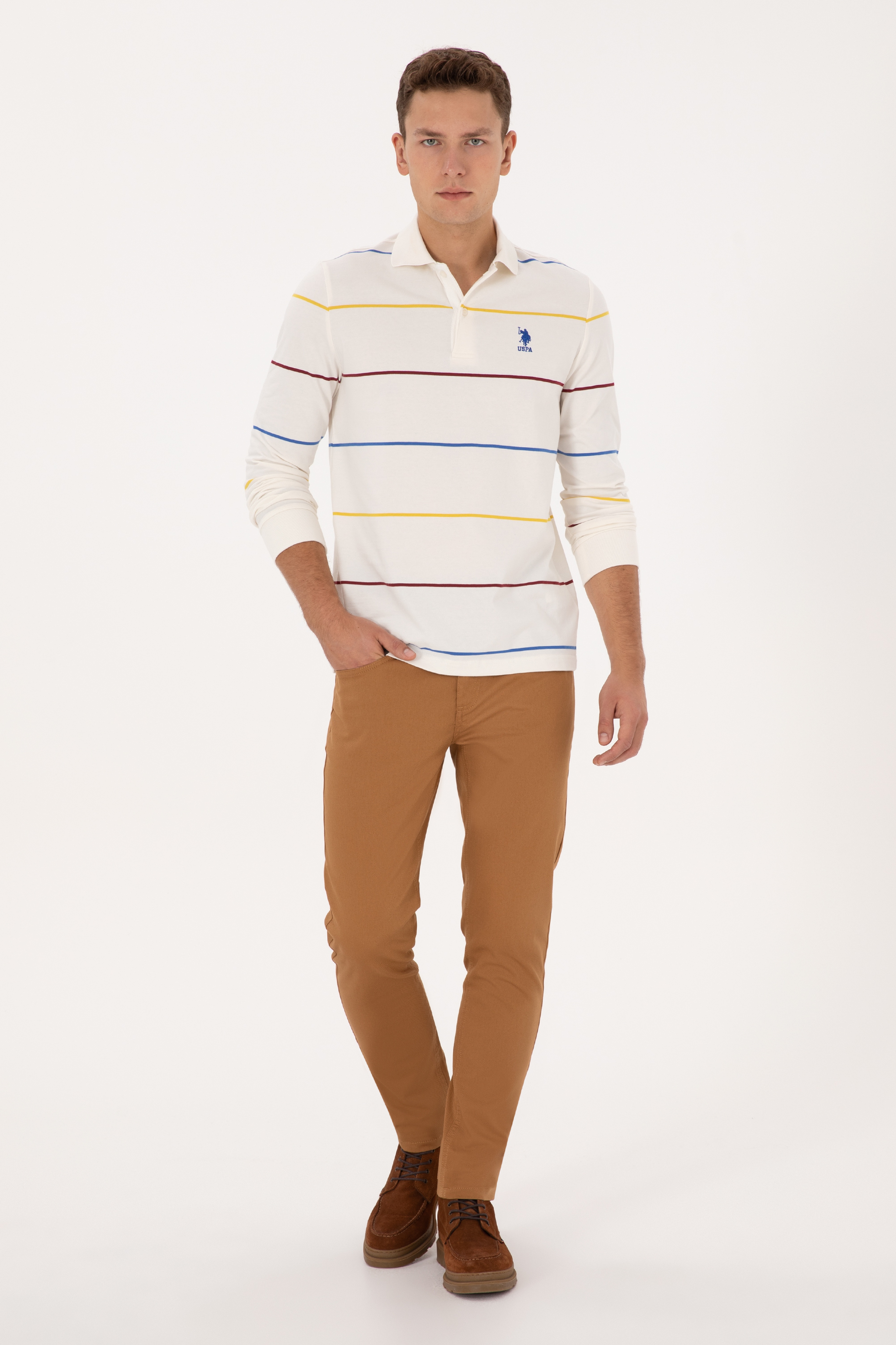 Erkek Slim Fit Camel Kanvas Pantolon - Image 3