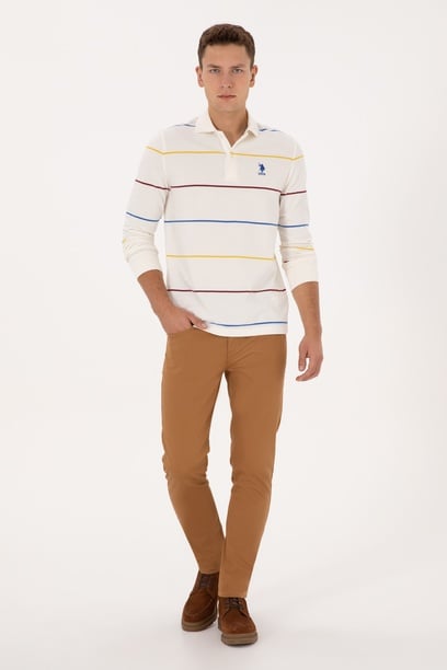 Erkek Slim Fit Camel Kanvas Pantolon