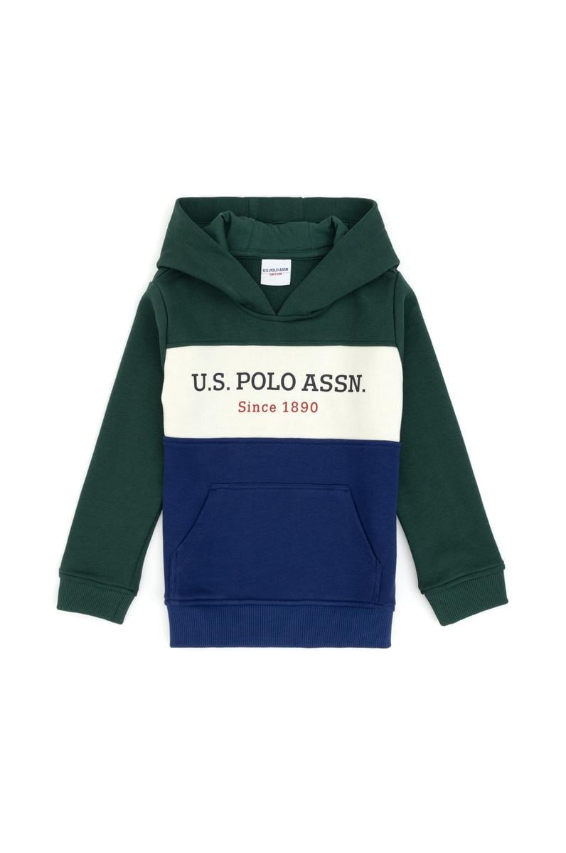 Erkek Çocuk Koyu Yeşil Basic Kapüşonlu Sweatshirt