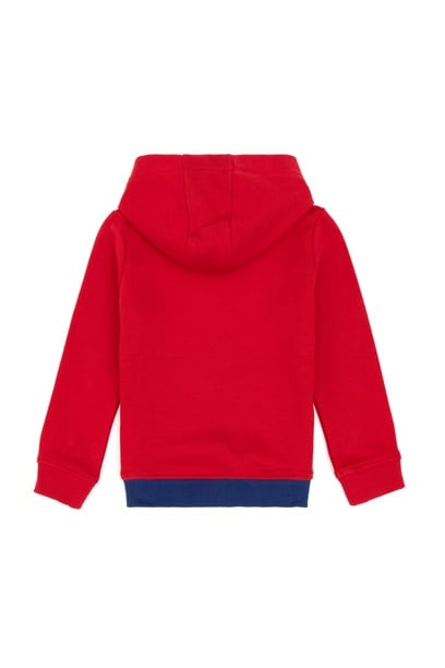 Erkek Çocuk Kırmızı Basic Kapüşonlu Sweatshirt