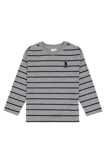Erkek Çocuk Gri Melanj Bisiklet Yaka Süprem Sweatshirt