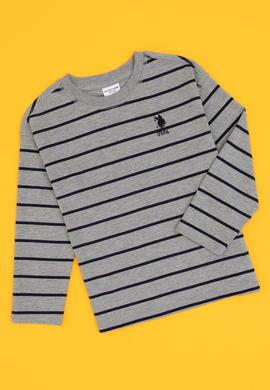 Erkek Çocuk Gri Melanj Bisiklet Yaka Süprem Sweatshirt - 50314042133