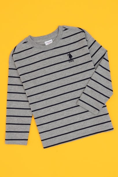 Erkek Çocuk Gri Melanj Bisiklet Yaka Süprem Sweatshirt