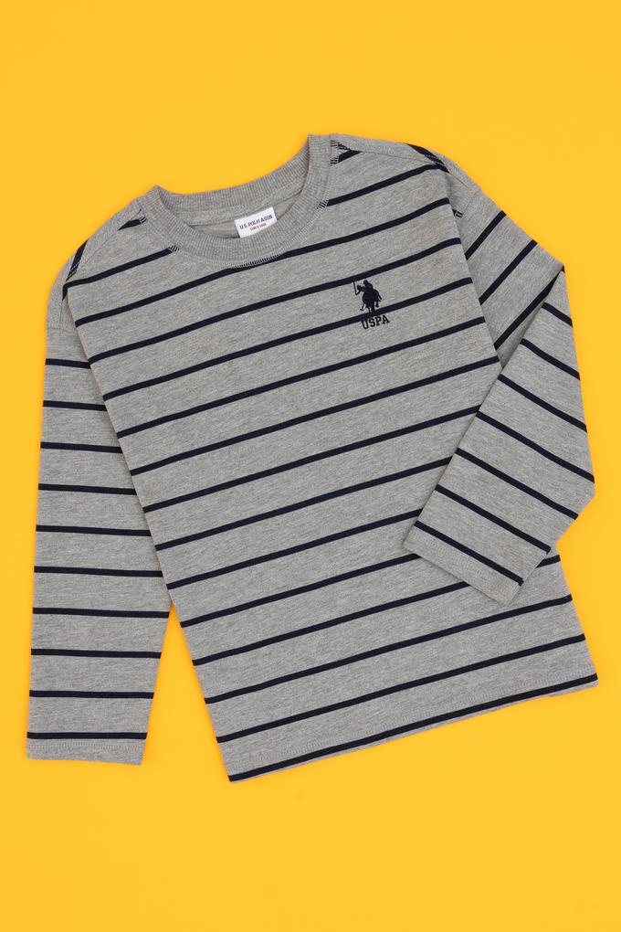 Erkek Çocuk Gri Melanj Bisiklet Yaka Süprem Sweatshirt