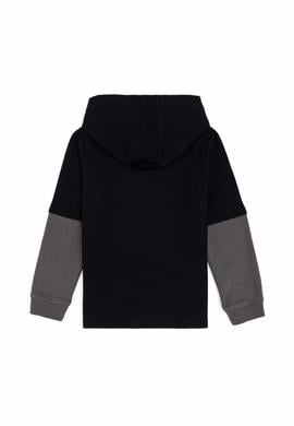 Erkek Çocuk Siyah Kapüşonlu İnce Sweatshirt - 50316470042