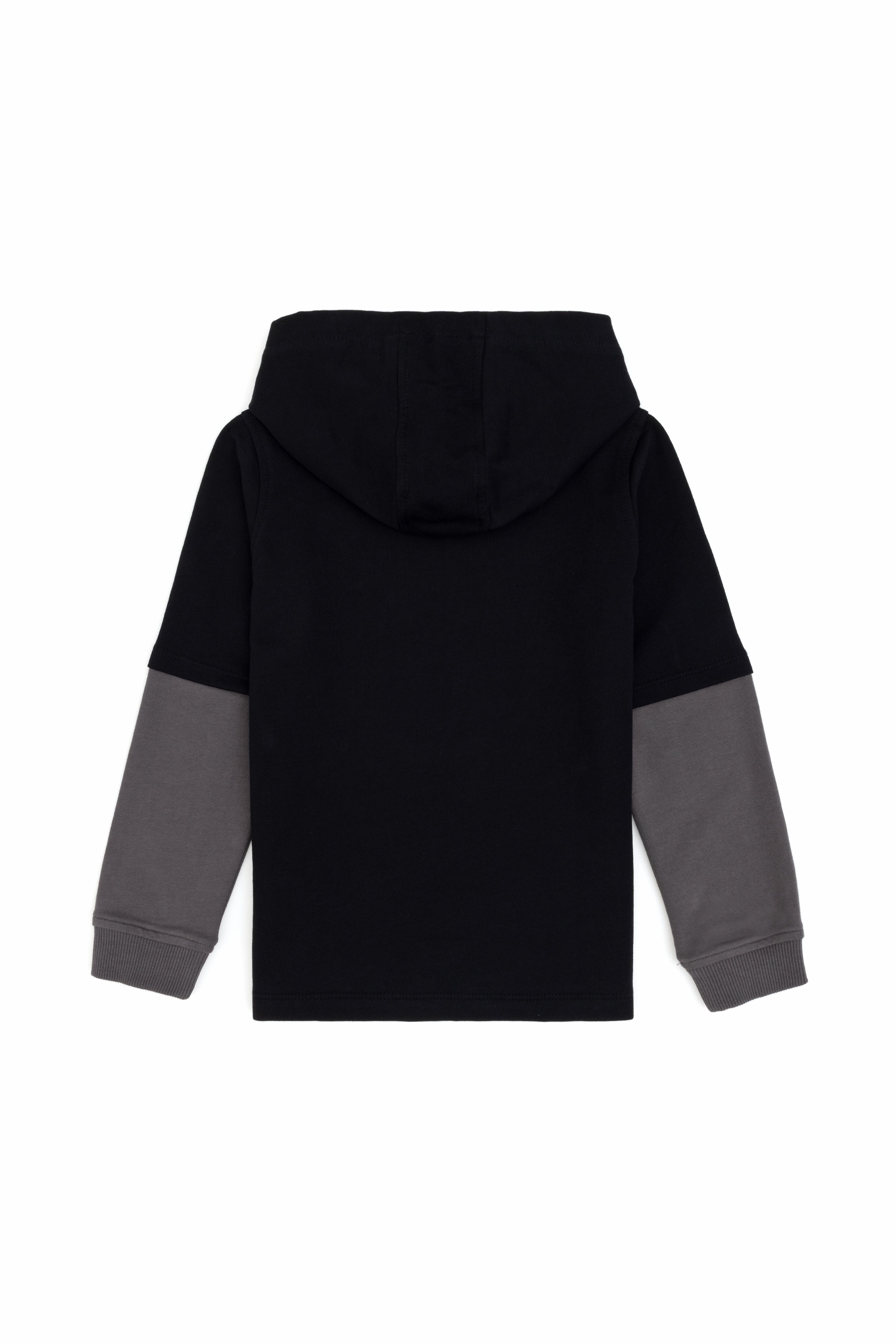 Erkek Çocuk Siyah Kapüşonlu İnce Sweatshirt - Image 2