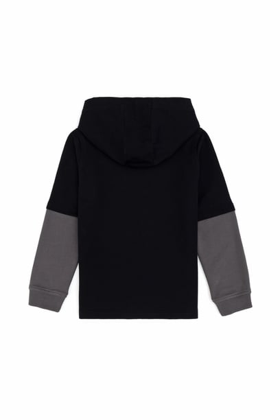 Erkek Çocuk Siyah Kapüşonlu İnce Sweatshirt