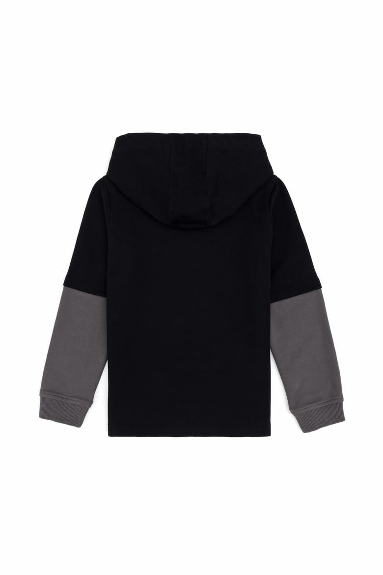 Erkek Çocuk Siyah Kapüşonlu İnce Sweatshirt - 50316470042