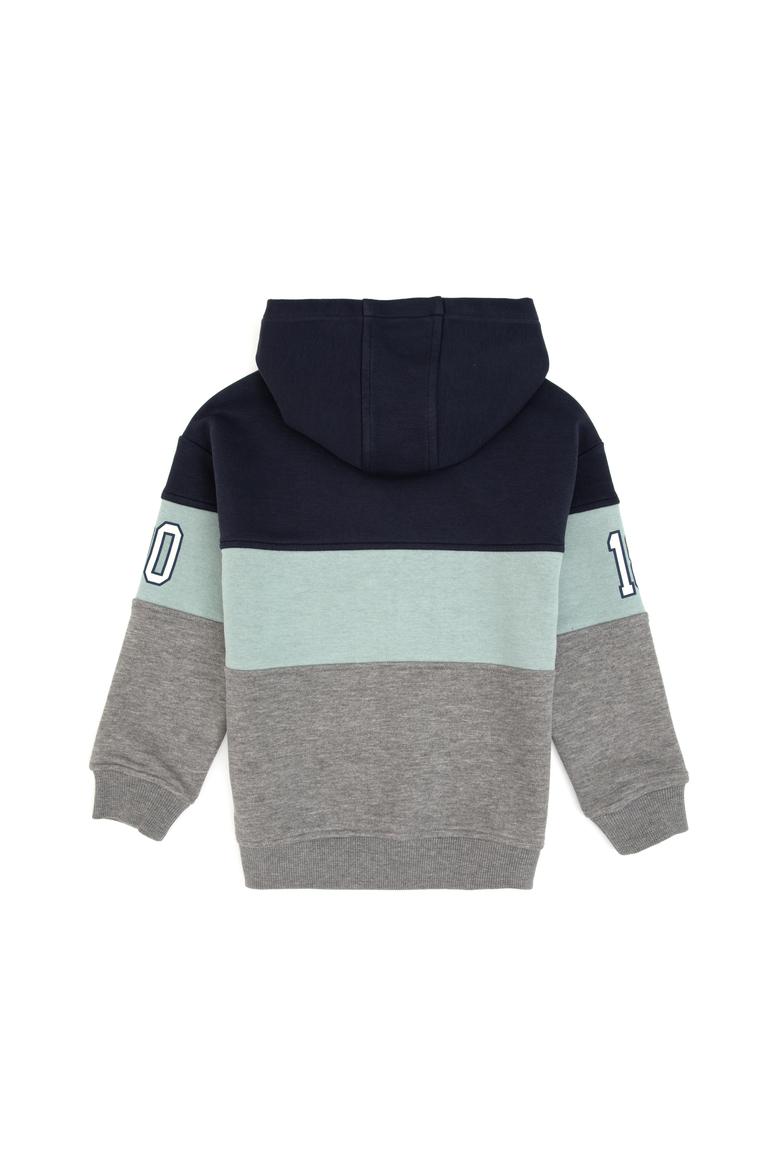 Erkek Çocuk Gri Melanj Kapüşonlu Sweatshirt - 50316551011