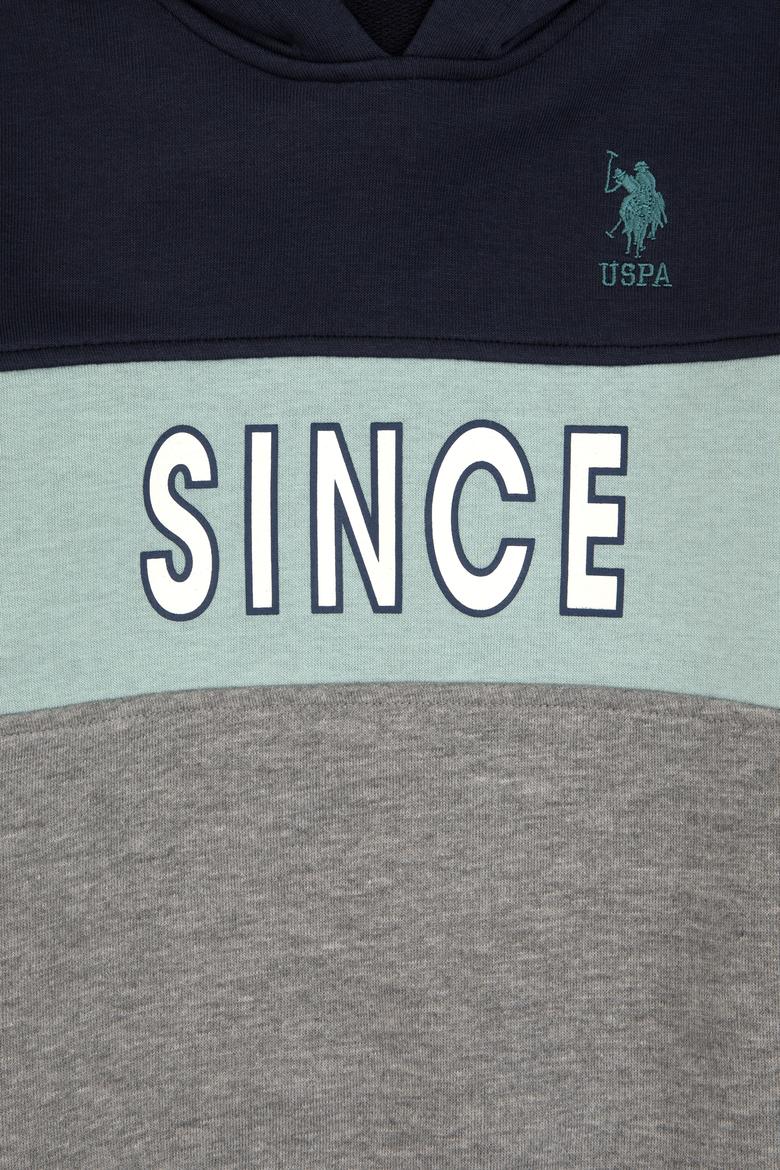 Erkek Çocuk Gri Melanj Kapüşonlu Sweatshirt - 50316551011