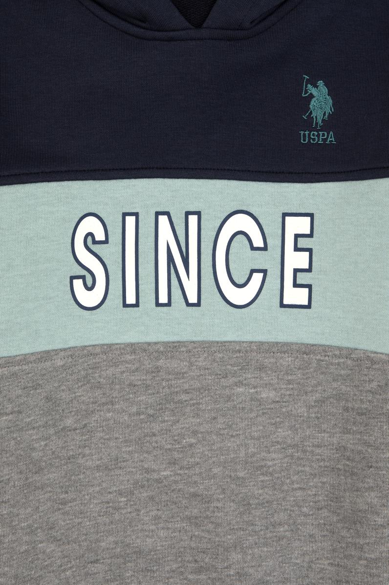 Erkek Çocuk Gri Melanj Kapüşonlu Sweatshirt