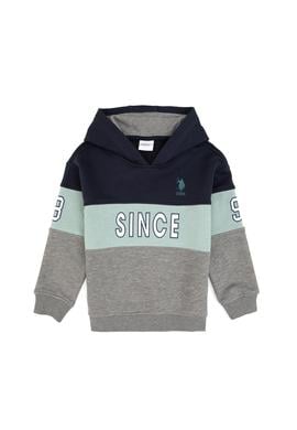 Erkek Çocuk Gri Melanj Kapüşonlu Sweatshirt - 50316551011