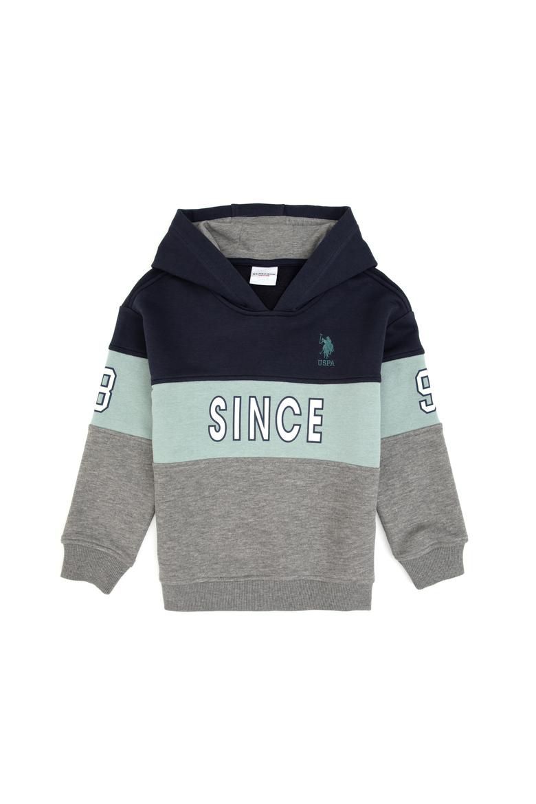 Erkek Çocuk Gri Melanj Kapüşonlu Sweatshirt - 50316551011