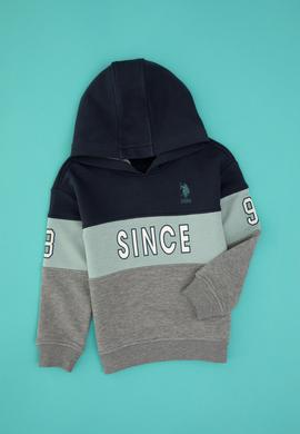 Erkek Çocuk Gri Melanj Kapüşonlu Sweatshirt - 50316551011