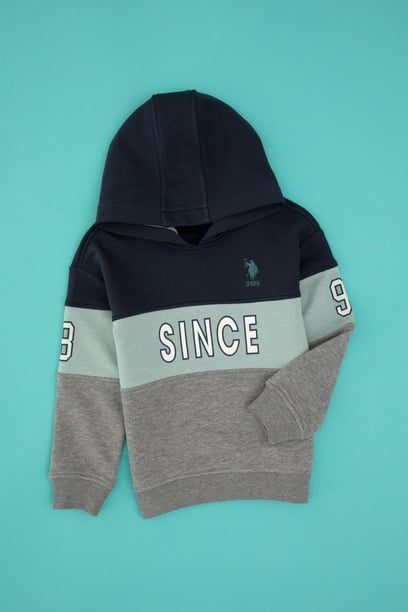 Erkek Çocuk Gri Melanj Kapüşonlu Sweatshirt