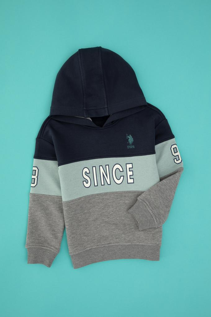 Erkek Çocuk Gri Melanj Kapüşonlu Sweatshirt