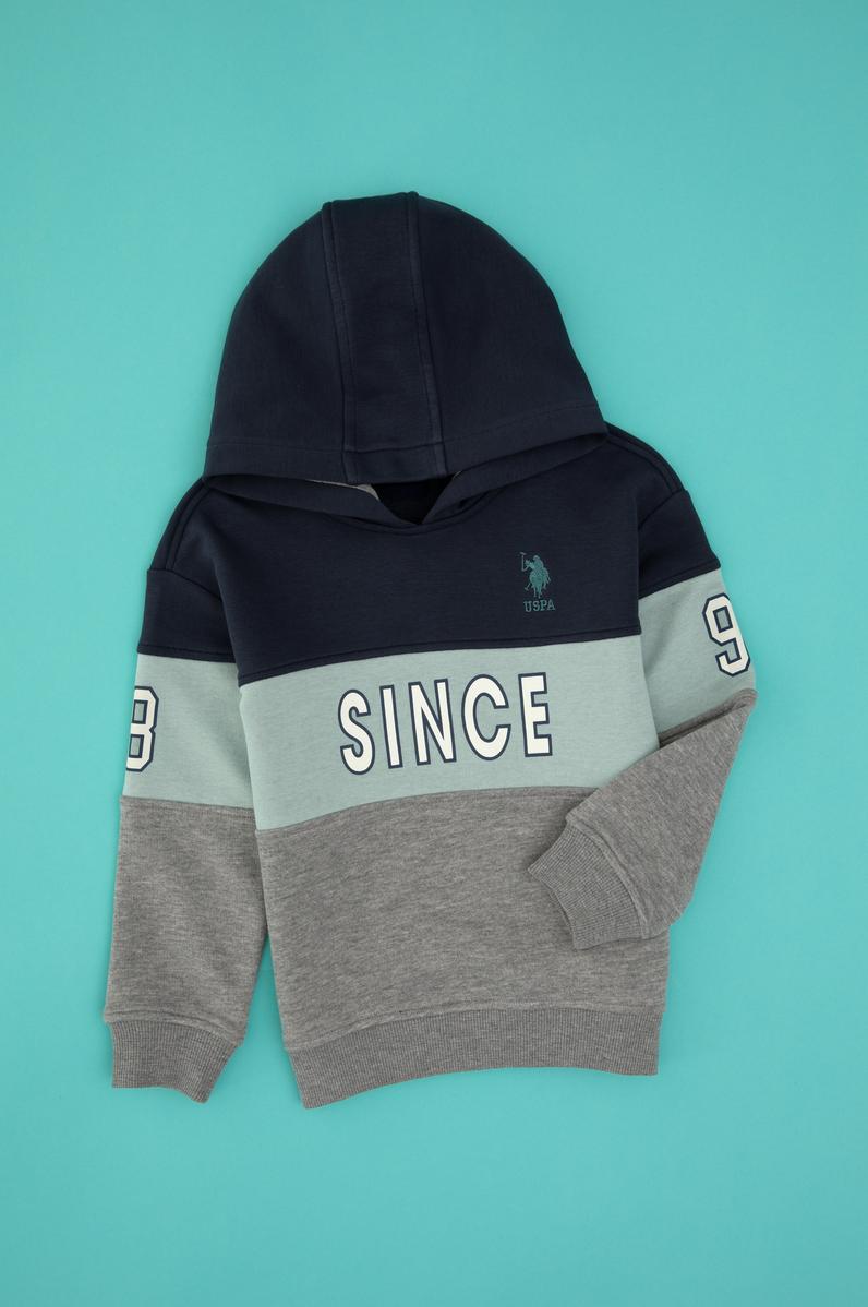 Erkek Çocuk Gri Melanj Kapüşonlu Sweatshirt