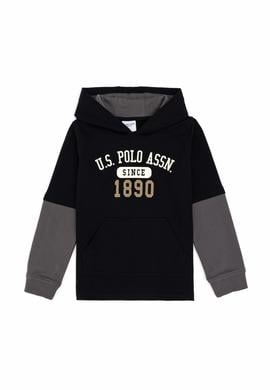 Erkek Çocuk Siyah Kapüşonlu İnce Sweatshirt - 50316470042