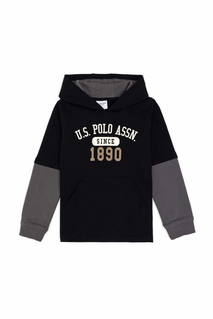 Erkek Çocuk Siyah Kapüşonlu İnce Sweatshirt