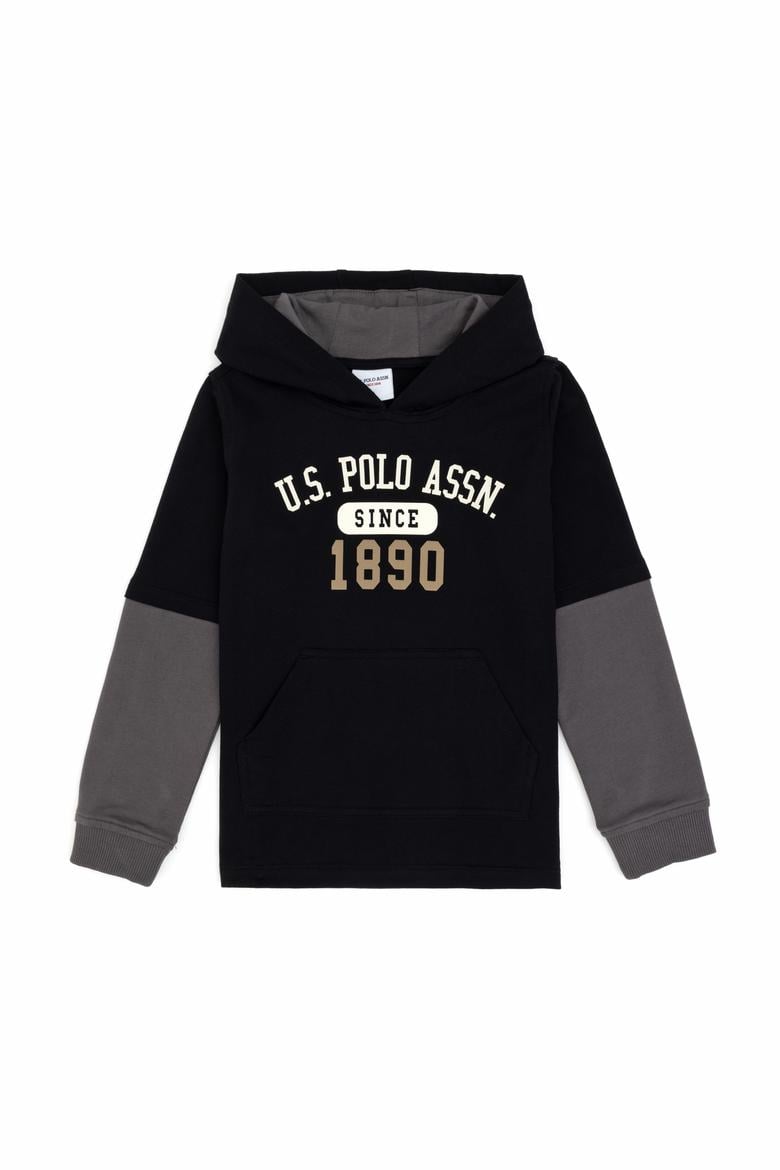 Erkek Çocuk Siyah Kapüşonlu İnce Sweatshirt