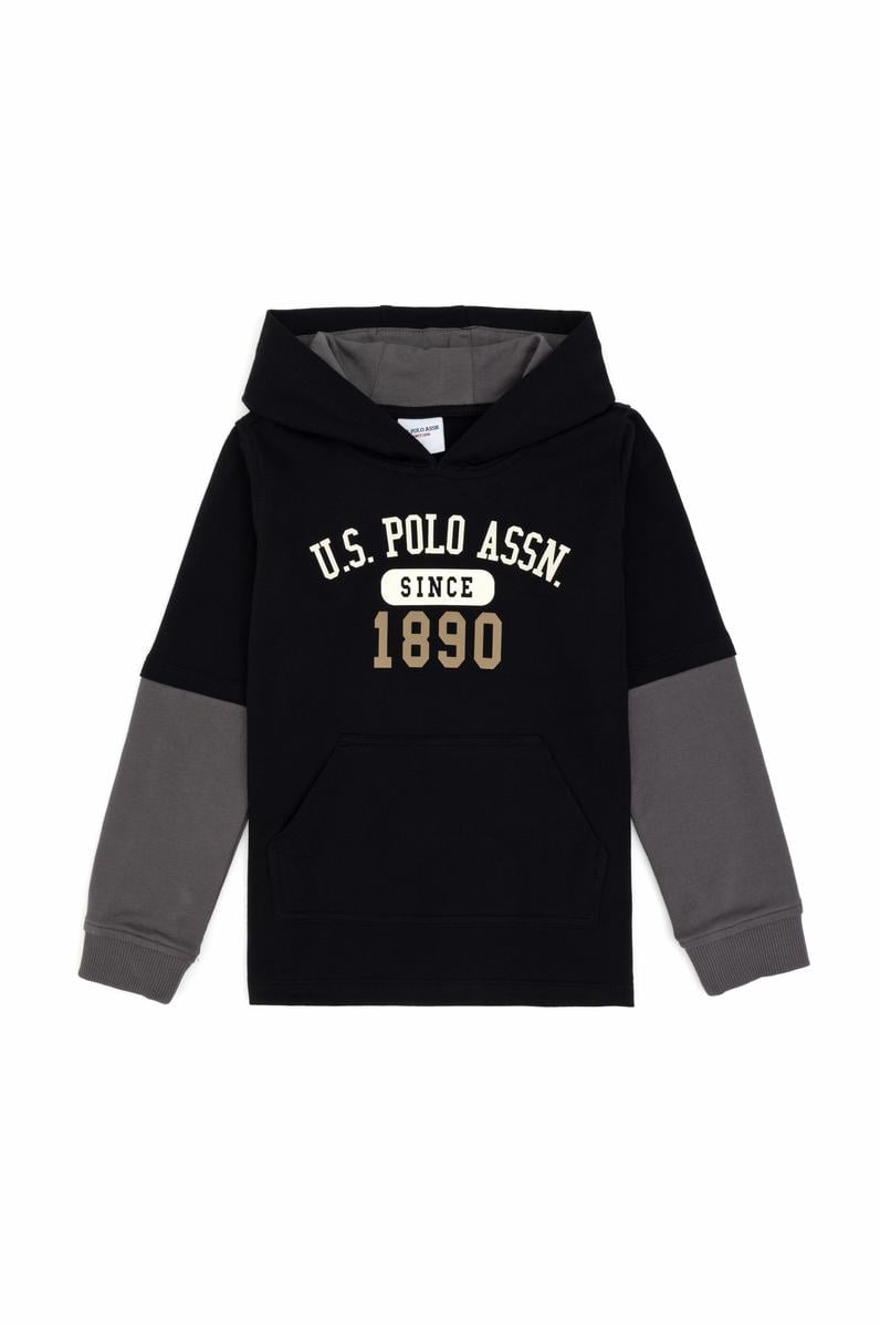 Erkek Çocuk Siyah Kapüşonlu İnce Sweatshirt