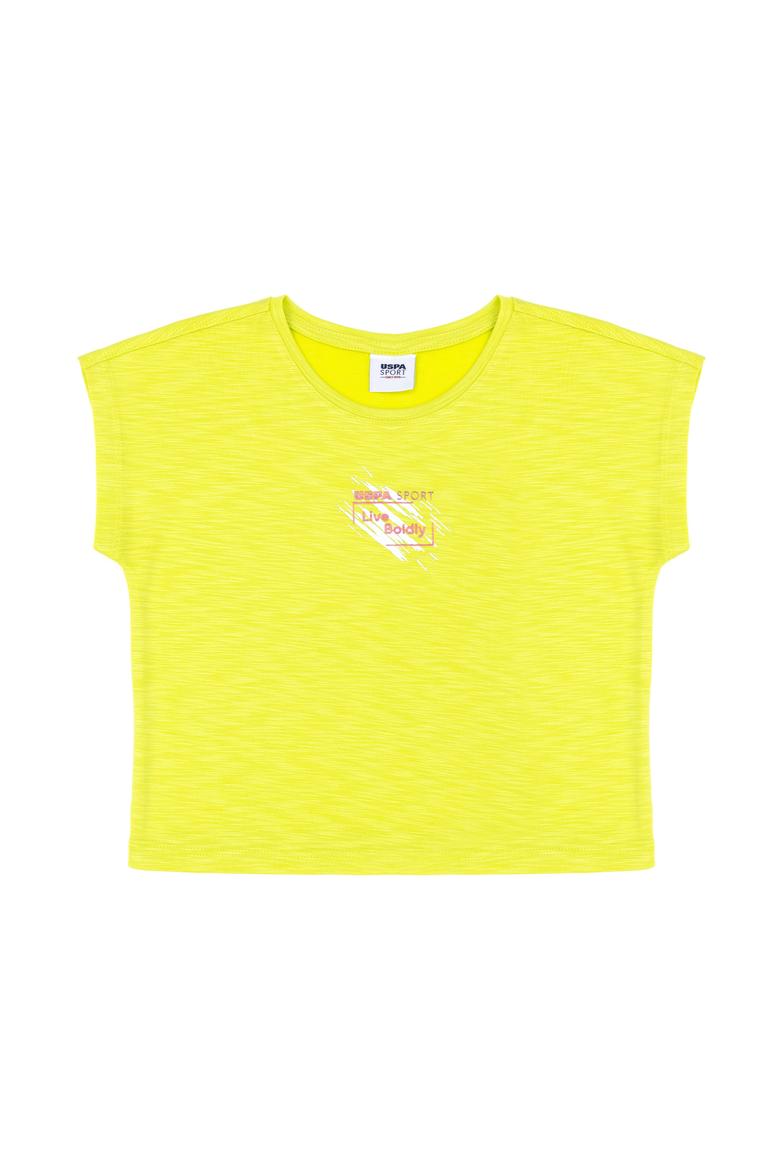 Kız Çocuk Fıstık Yeşili Bisiklet Yaka Tişört - 50284354012