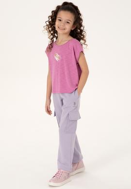 Kız Çocuk Menekşe Bisiklet Yaka Tişört - 50284354033