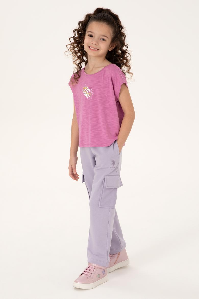 Kız Çocuk Menekşe Bisiklet Yaka Tişört - 50284354033