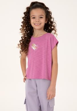 Kız Çocuk Menekşe Bisiklet Yaka Tişört - 50284354033