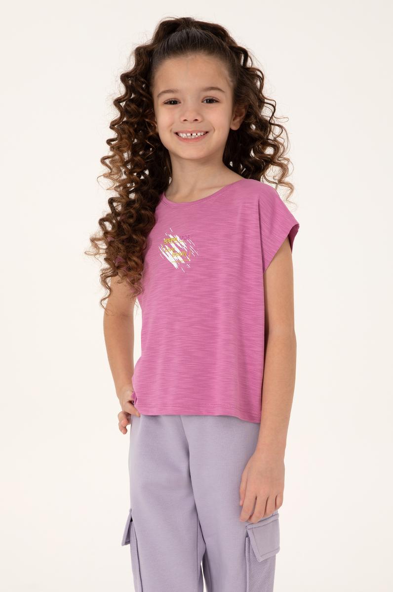 Kız Çocuk Menekşe Bisiklet Yaka Tişört