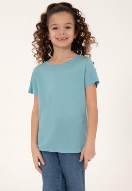 Kız Çocuk Mint Bisiklet Yaka Örme Tişört - 50288075017