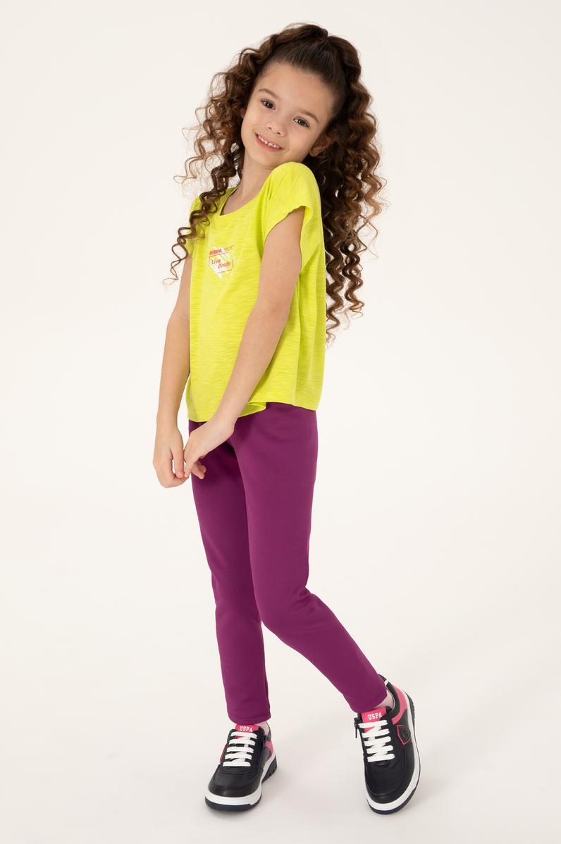 Kız Çocuk Fıstık Yeşili Bisiklet Yaka Tişört