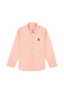 Kız Çocuk Somon Polo Yaka Uzun Kollu Gömlek - 50289206041