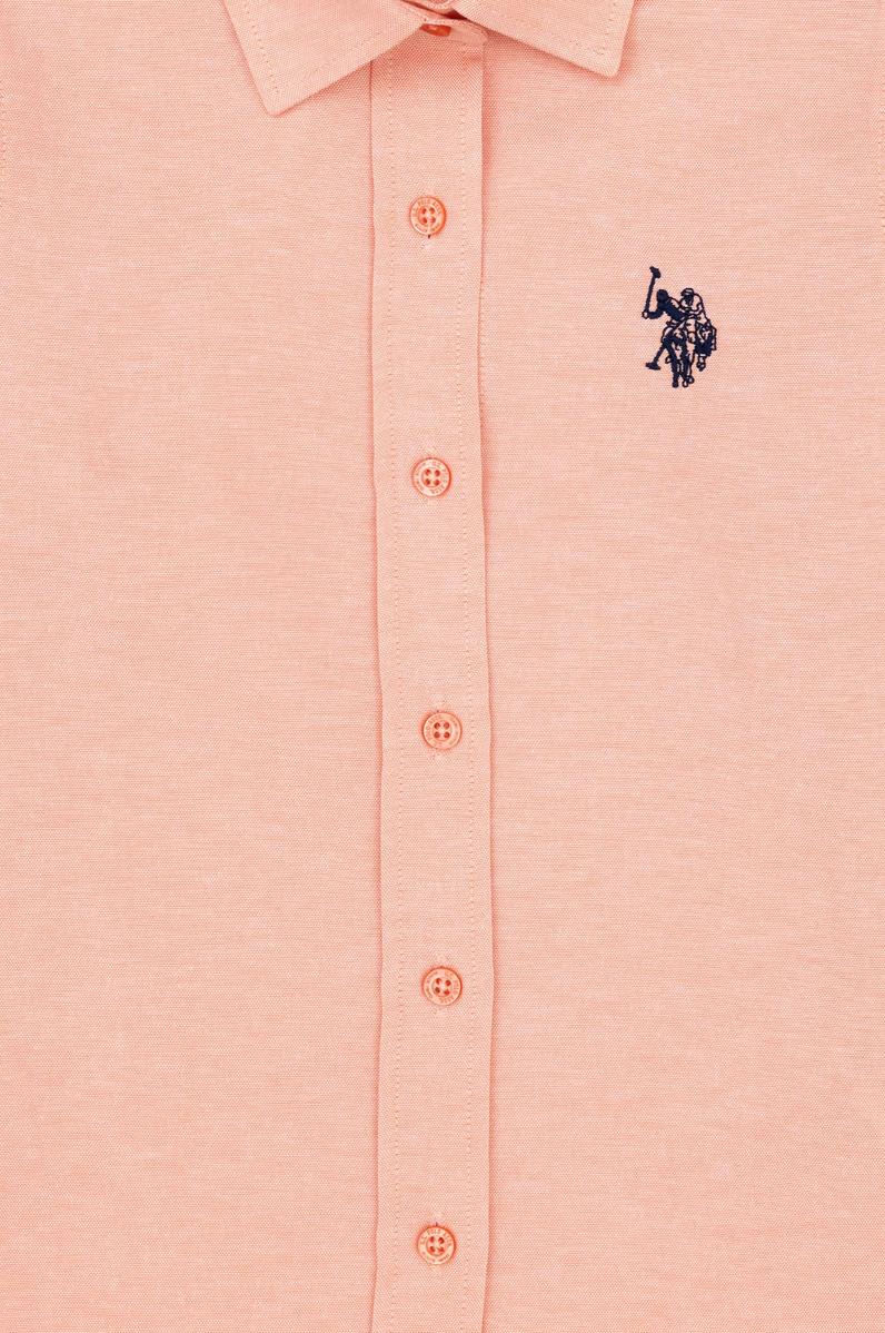 Kız Çocuk Somon Polo Yaka Uzun Kollu Gömlek