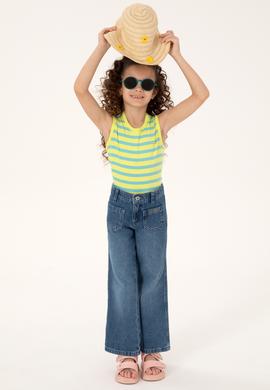 Kız Çocuk Fıstık Yeşili Bisiklet Yaka Kolsuz Tişört - 50288431038