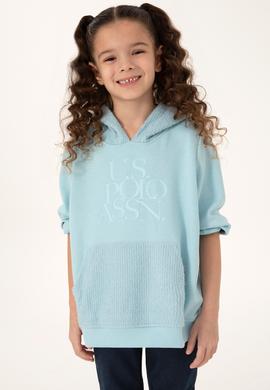 Kız Çocuk Su Yeşili Kapüşonlu Sweatshirt - 50290722007