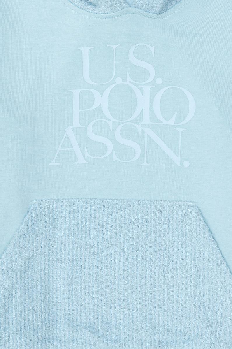 Kız Çocuk Su Yeşili Kapüşonlu Sweatshirt