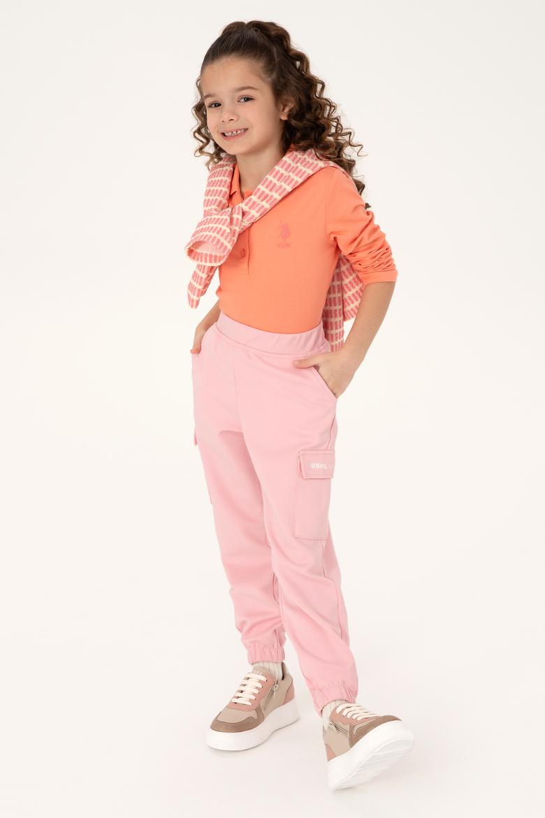 Kız Çocuk Somon Polo Yaka Basic Sweatshirt - 50296377092