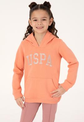Kız Çocuk Somon Kapüşonlu Basic Sweatshirt - 50296388026