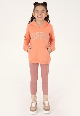 Kız Çocuk Somon Kapüşonlu Basic Sweatshirt - 50296388026