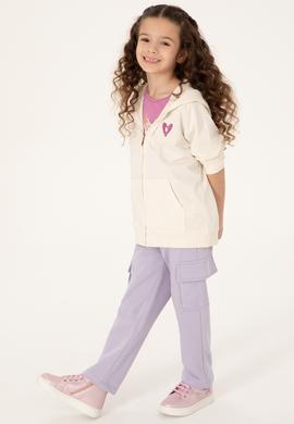 Kız Çocuk Krem Fermuarlı Basic Sweatshirt - 50296390013