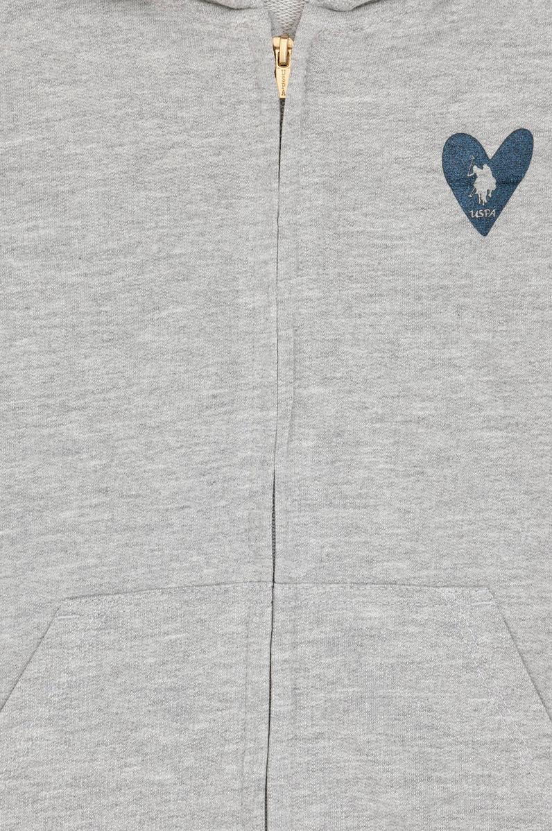 Kız Çocuk Açık Gri Melanj Fermuarlı Basic Sweatshirt