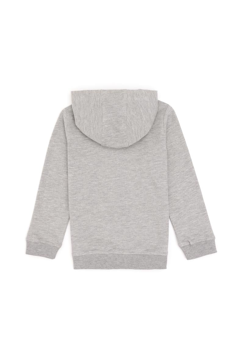 Kız Çocuk Açık Gri Melanj Fermuarlı Basic Sweatshirt - 50296390082