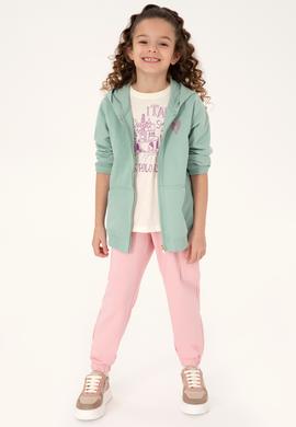 Kız Çocuk Su Yeşili Fermuarlı Basic Sweatshirt - 50296390081