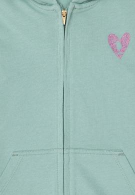 Kız Çocuk Su Yeşili Fermuarlı Basic Sweatshirt - 50296390081