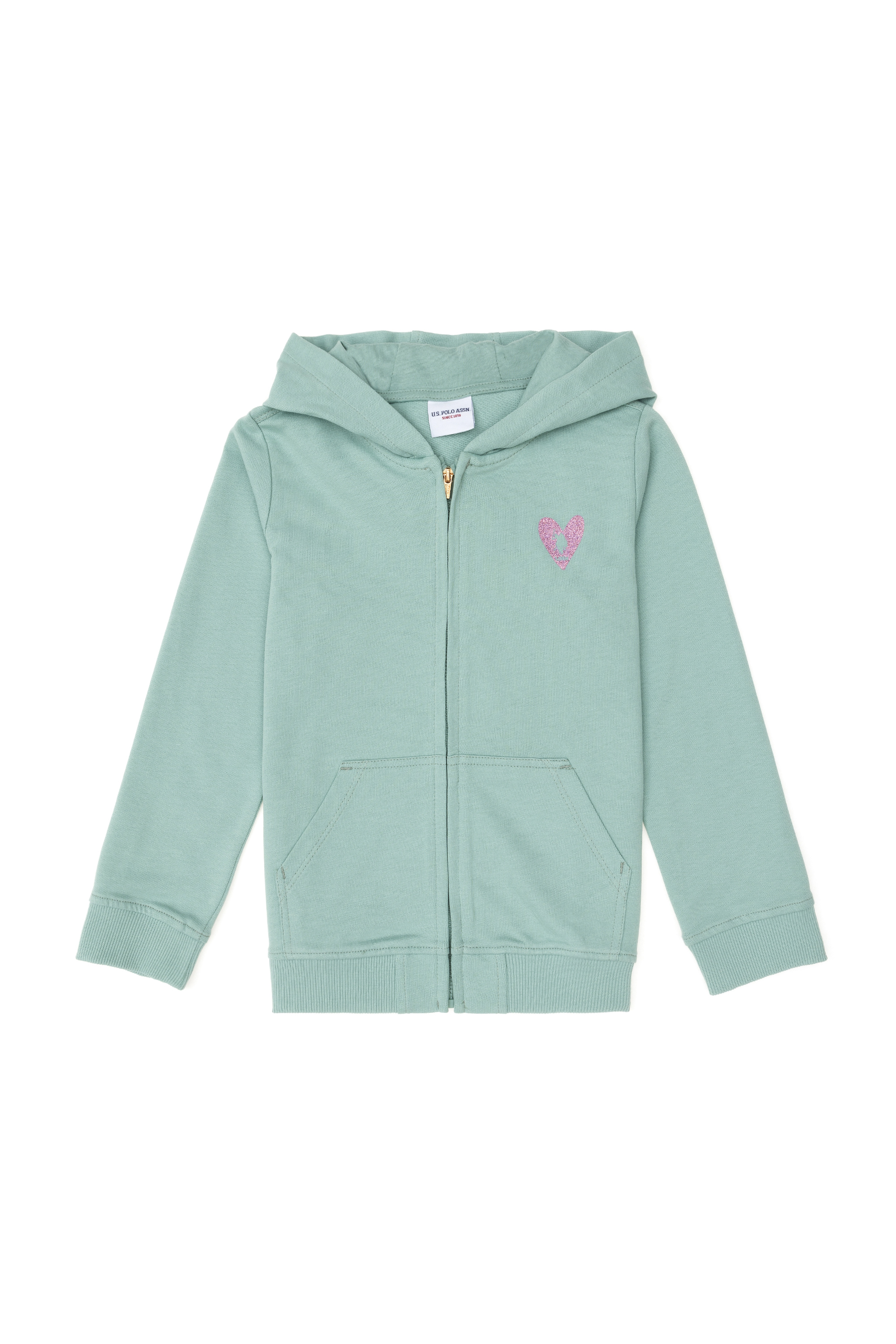 Kız Çocuk Su Yeşili Fermuarlı Basic Sweatshirt - Image 3