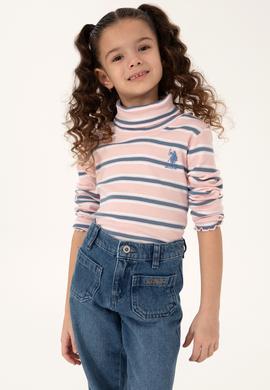 Kız Çocuk Toz Pembe Balıkçı Yaka Sweatshirt - 50296286040